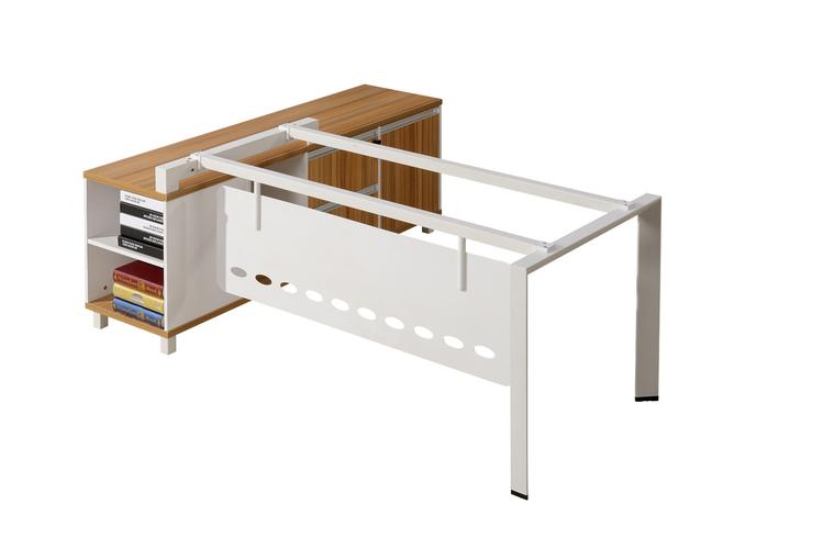 天津 簡(jiǎn)約現(xiàn)代 鋼木辦公家具 經(jīng)理辦公桌 主管桌帶副桌