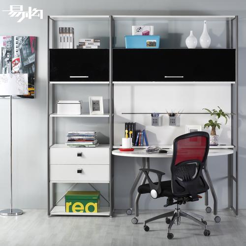 易構(gòu)鋼木家具書(shū)房家具組合書(shū)架書(shū)柜書(shū)桌柜組合連體書(shū)桌柜es801